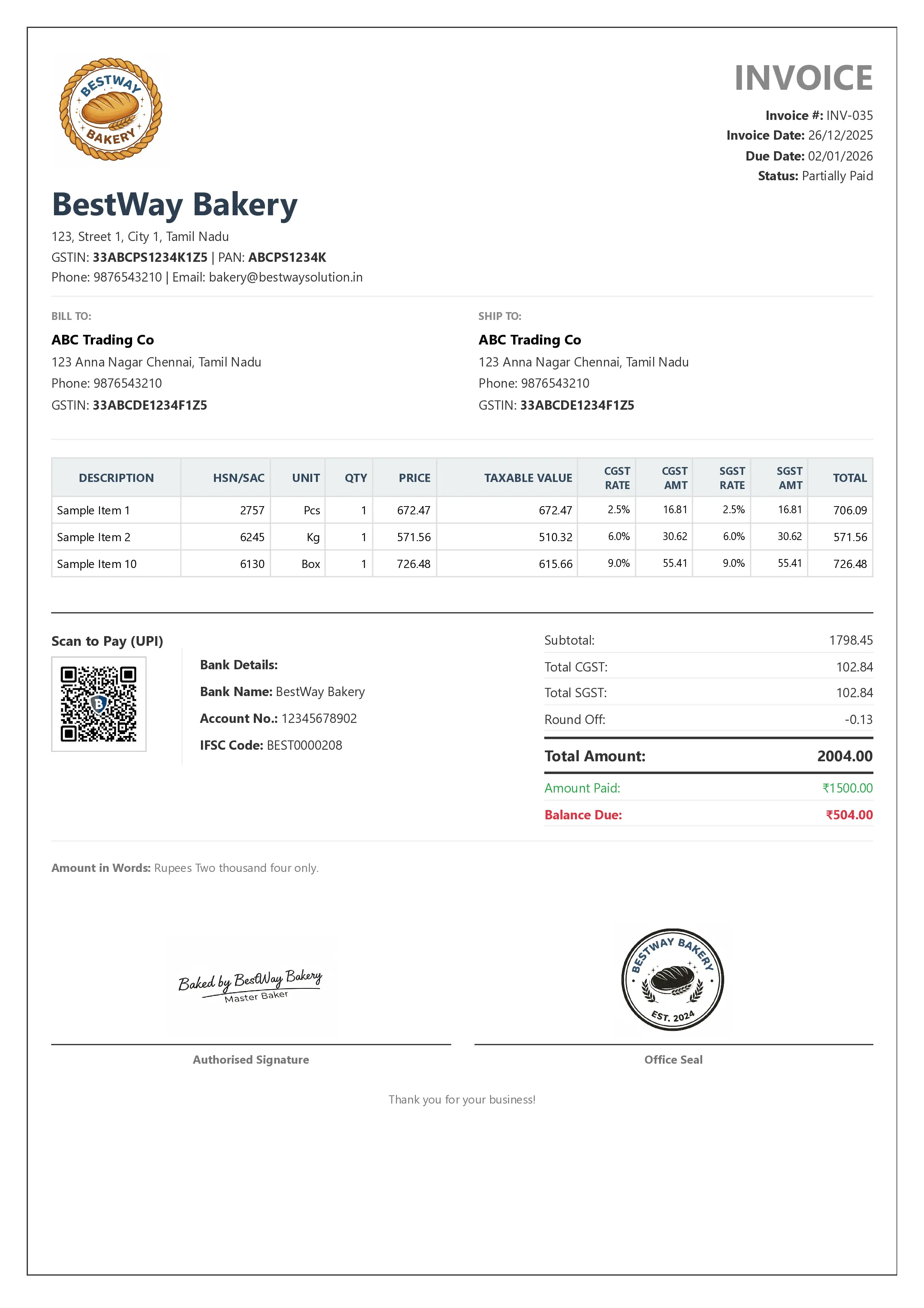 Sample Invoice